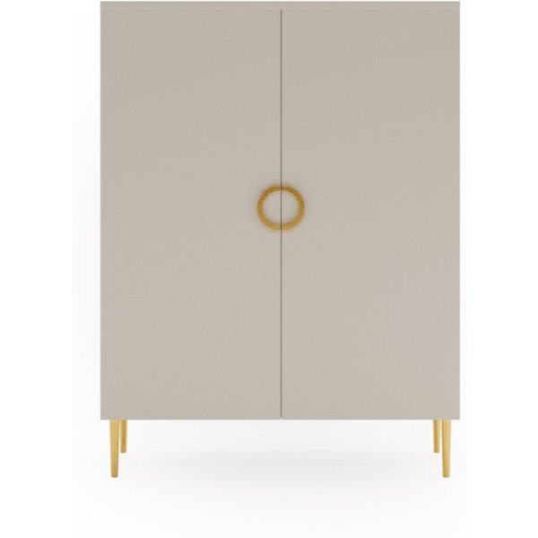 MOEBLO Kommode VALERIA B08 (Kaschmir – 90 cm Glamour Kommode mit 2 Türen, Goldene Metallfüße & Griffe, Elegantes Sideboard für Wohnzimmer, Schlafzimmer oder Flu