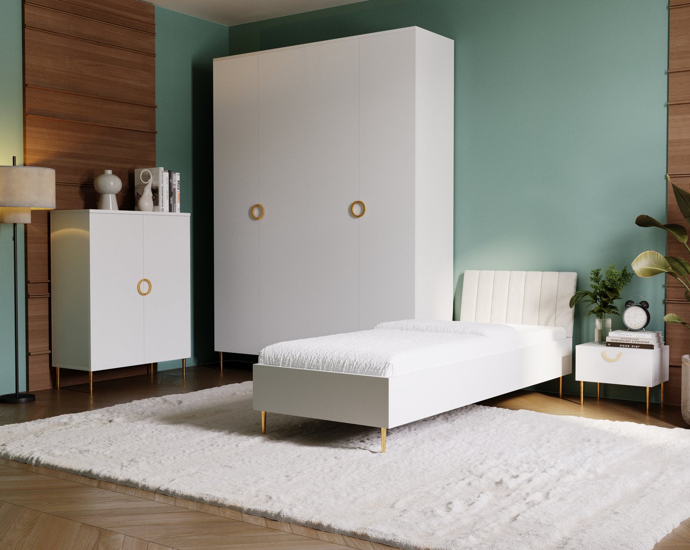 MOEBLO Kommode VALERIA B08 (Kaschmir – 90 cm Glamour Kommode mit 2 Türen, Goldene Metallfüße & Griffe, Elegantes Sideboard für Wohnzimmer, Schlafzimmer oder Flu – Bild 2 von 5
