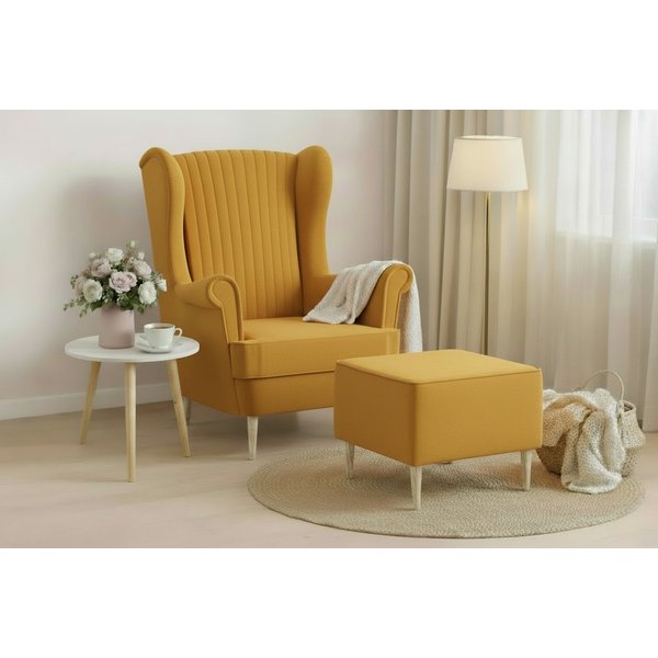 MOEBLO Ohrensessel COMFY SESSEL mit oder ohne Hocker (Samtstoff, optional mit Hocker, gepolstert, Loungesessel im modernen Design), Sessel mit optionalem Hocker