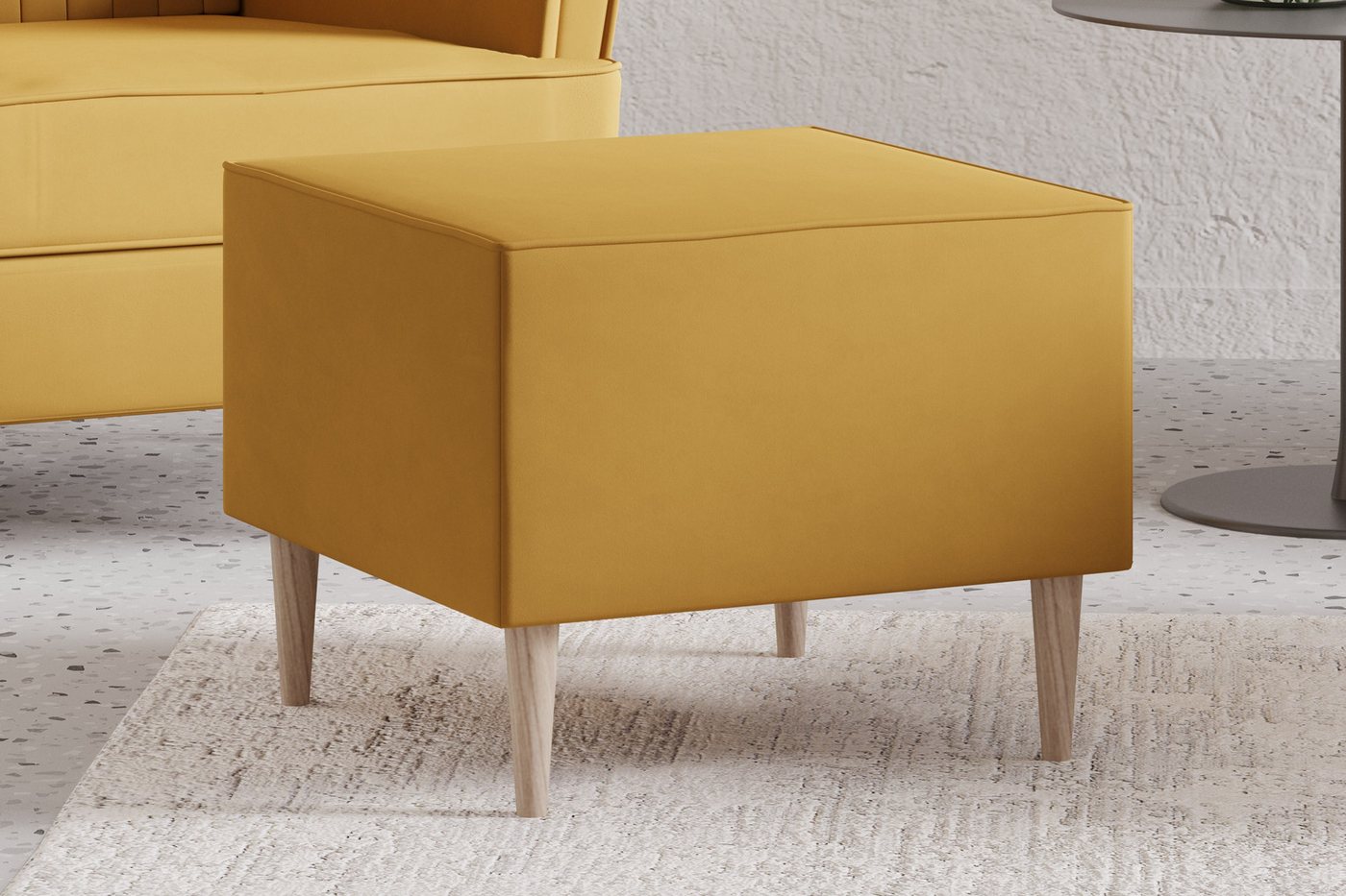 MOEBLO Ohrensessel COMFY SESSEL mit oder ohne Hocker (Samtstoff, optional mit Hocker, gepolstert, Loungesessel im modernen Design), Sessel mit optionalem Hocker – Bild 4 von 5