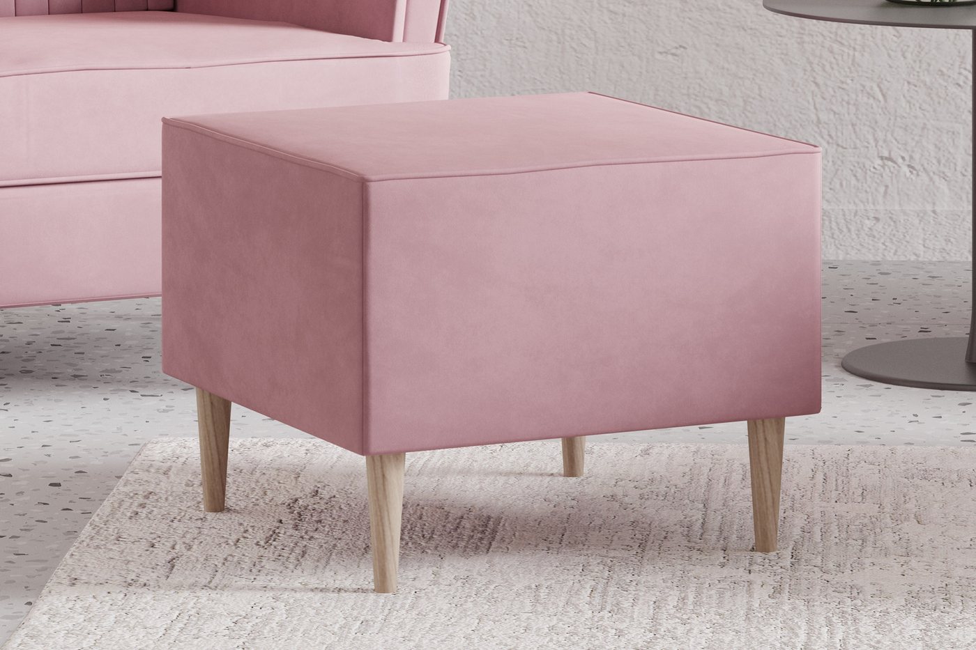 MOEBLO Ohrensessel COMFY SESSEL mit oder ohne Hocker (Samtstoff, optional mit Hocker, gepolstert, Loungesessel im modernen Design), Sessel mit optionalem Hocker – Bild 4 von 5