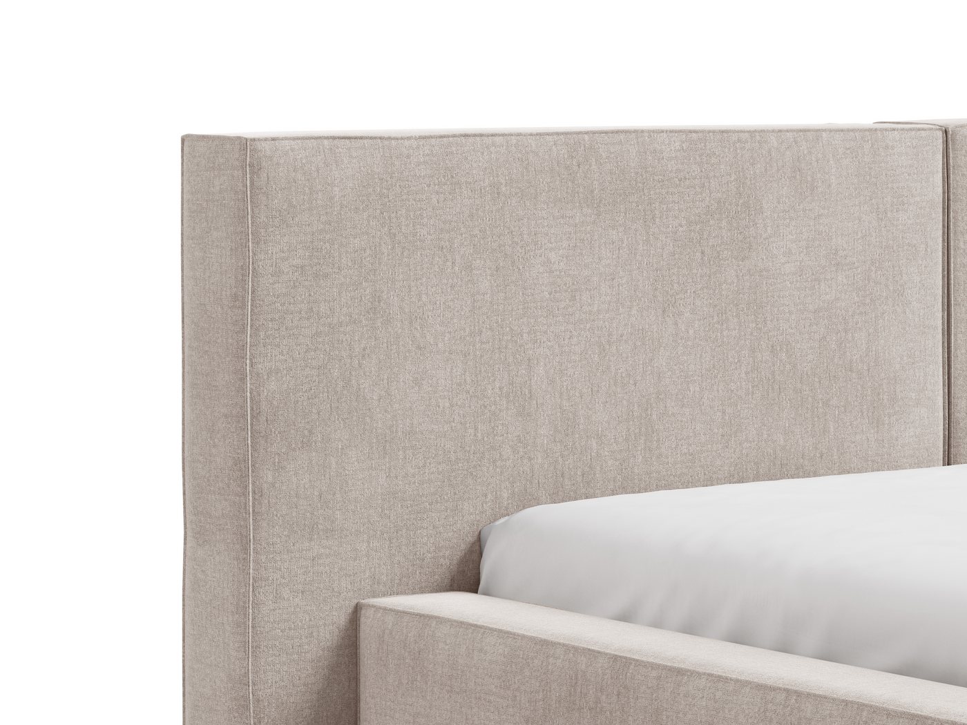 MOEBLO Polsterbett aus Strukturstoff Bett 06 (Bezug: Strukturstoff, Doppelbett mit Kopfstütze, Rahmenbettgestell, mit Bettkasten und Lattenrost), gepolstertes K – Bild 4 von 5