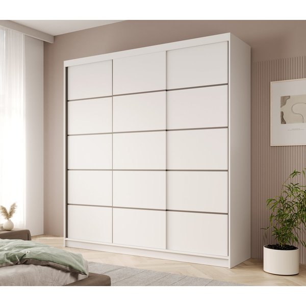 MOEBLO Schiebetürenschrank Tagra 200 (3 Türen, 11 Einlegeböden, Kleiderstange, Laminat, Modernes Design, Schwebetürenschrank Schrank Garderobe Schiebtüren Schla