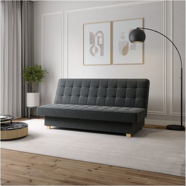 MOEBLO Schlafsofa BELFI, Clic-Clack Schlafsofa aus Webstoff für Wohnzimmer mit Federkern, Kipp- & Klappfunktion, modernes Polstersofa – Eleganz und Komfort vere