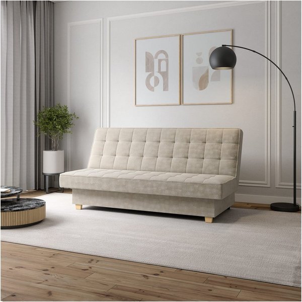 MOEBLO Schlafsofa BELFI, Clic-Clack Schlafsofa aus Webstoff für Wohnzimmer mit Federkern, Kipp- & Klappfunktion, modernes Polstersofa – Eleganz und Komfort vere