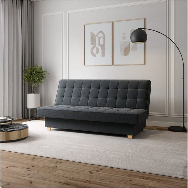 MOEBLO Schlafsofa BELFI, Clic-Clack Schlafsofa aus Webstoff für Wohnzimmer mit Federkern, Kipp- & Klappfunktion, modernes Polstersofa – Eleganz und Komfort vere