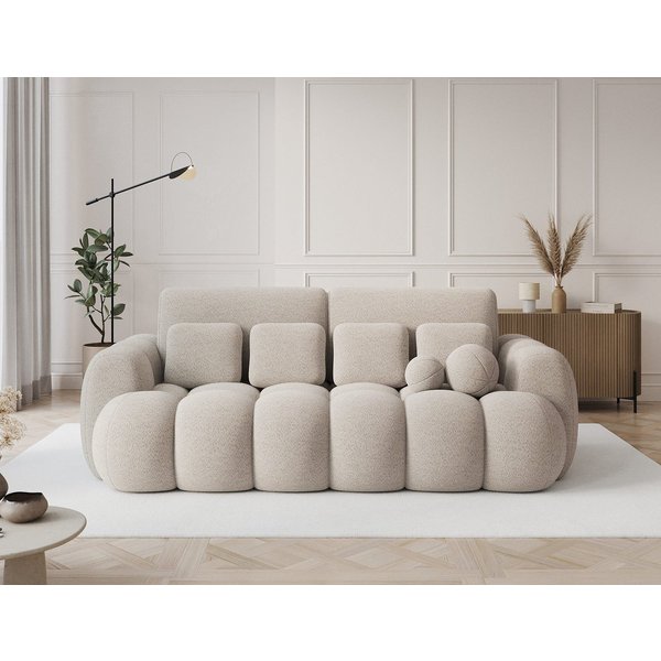 MOEBLO Schlafsofa ELVENTO, Sitzer Sofa mit Schlaffunktion & Komfortpolsterung – Modernes Schlafsofa mit Bettkasten & Zierkissen, Couch Polstermöbel Sitzmöbel Wo