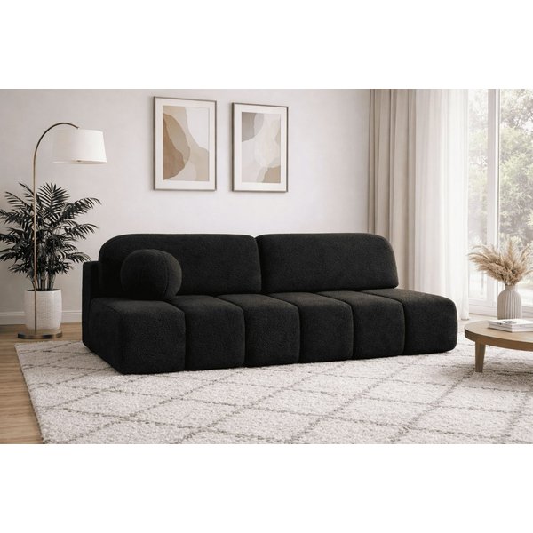 MOEBLO Sofa Fluffy aus Bouclé, Bequemes Sofa mit Schlaffunktion und Stauraum, Stilvollem Bouclé-Bezug, Couch Polstermöbel Sitzmöbel Wohnzimmermöbel 3-Sitzer-Sof