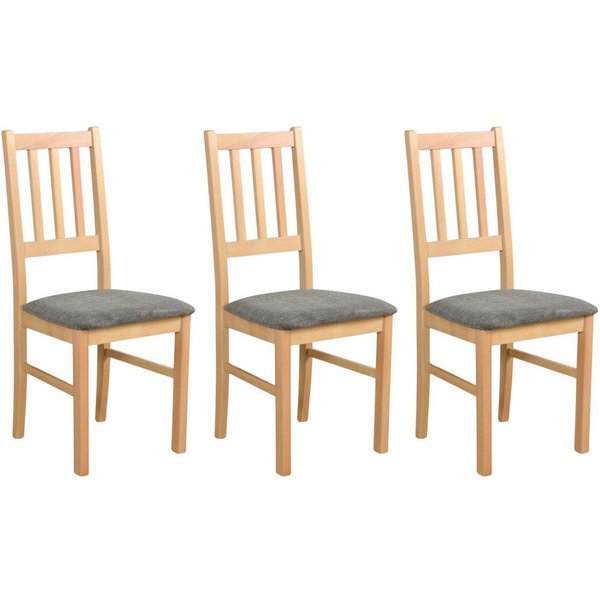 MOEBLO Stuhl BESO 04 (Polsterstühle, Holzstühle, Esszimmerstühle, Polsterstuhl aus Buchenholz für Esszimmer, Holzstuhl mit gepolstertem Sitz, 3 St), (BxHxT): 43