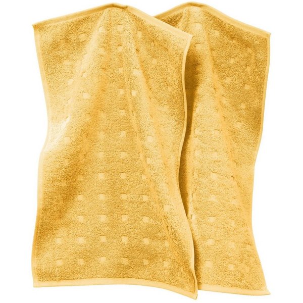 Möve Gästehandtuch Gästetuch "Quadretti" 2er-Pack, Frottier, Walk-Frottier Uni/Hoch- Tiefstruktur
