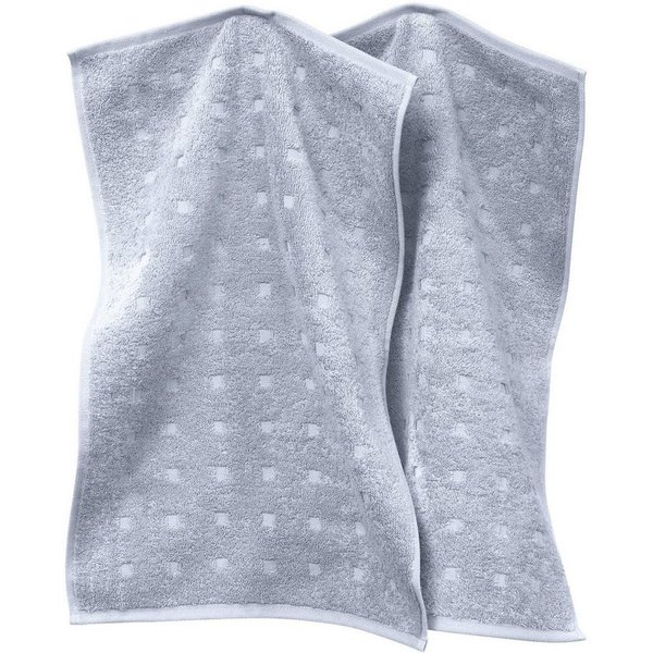 Möve Gästehandtuch Gästetuch "Quadretti" 2er-Pack, Frottier, Walk-Frottier Uni/Hoch- Tiefstruktur