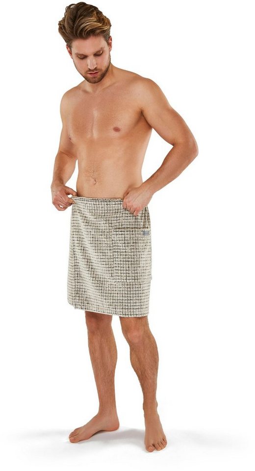 Möve Kilt Eden, ideal für Sauna & Spa, Kurzform, Walkfrottier, Knöpfe, edle Karo-Optik – Bild 2 von 5