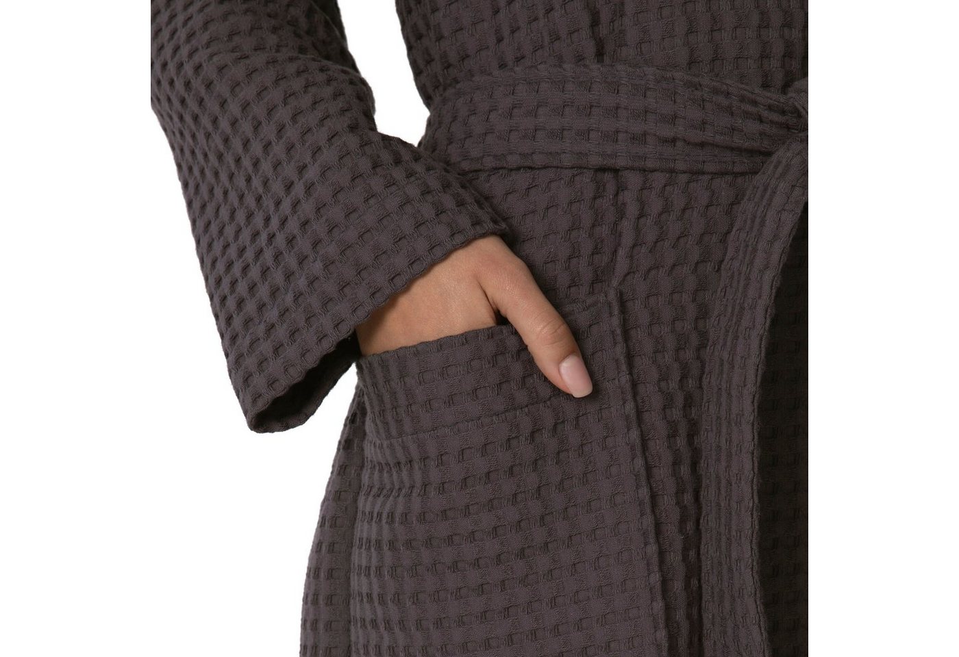 Möve Kimono Homewear, ideal für Sauna & Spa, Hotelbademantel, Morgenmantel, Kurzform, Piqué, Kimono-Kragen, Gürtel, Piquée-Oberfläche – Bild 5 von 5