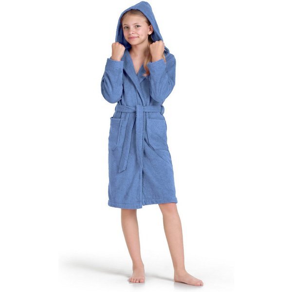 Möve Kinderbademantel Superwuschel, Langform, Kapuze, Gürtel