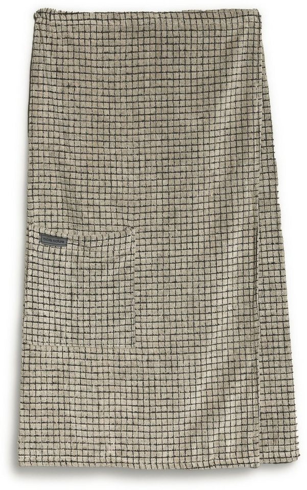 Möve Sarong Eden, ideal für Sauna & Spa, Hotelbademantel, Kurzform, Walkfrottier, Knöpfe, im Karo-Design – Bild 3 von 5
