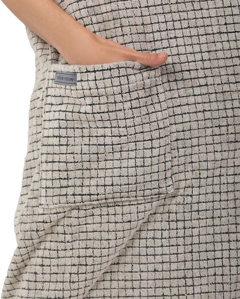Möve Sarong Eden, ideal für Sauna & Spa, Hotelbademantel, Kurzform, Walkfrottier, Knöpfe, im Karo-Design – Bild 4 von 5