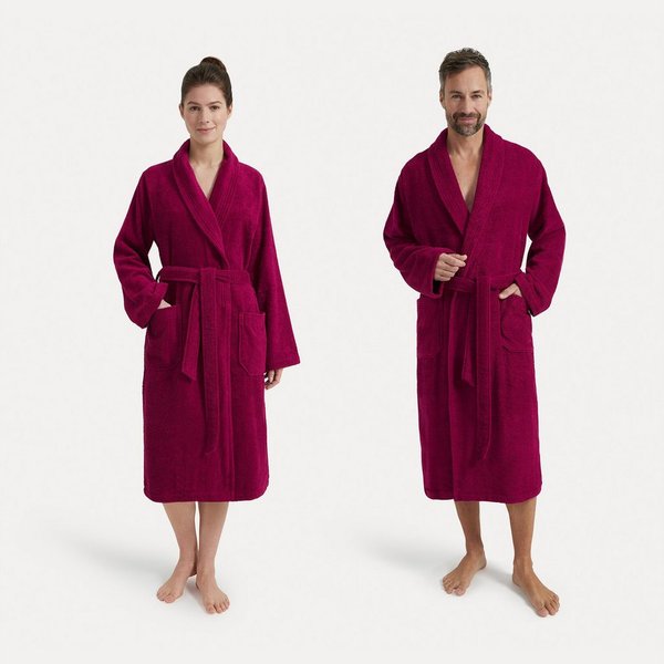 Möve Unisex-Bademantel Basic, Walkfrottier, Schalkragen, Gürtel, mit Schalkragen