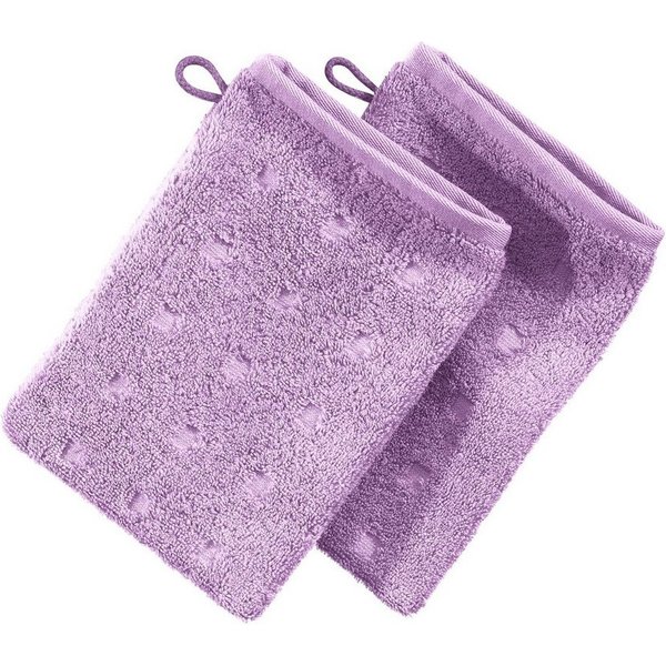 Möve Waschhandschuh Waschhandschuh "Quadretti" 2er-Pack, Frottier, Walk-Frottier Uni/Hoch- Tiefstruktur