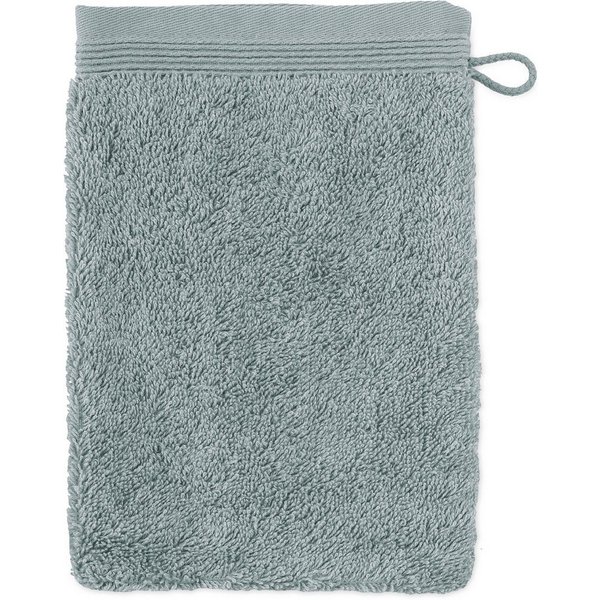 Möve Waschhandschuh Superwuschel 100% Premium Cotton Baumwolle, Walkfrottier (1-St), mit Biesenbordüre und praktischem Kordelaufhänger, einfarbig, weich