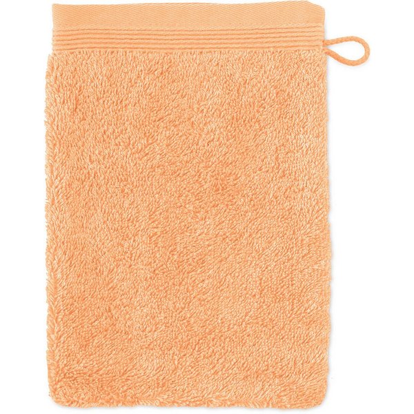 Möve Waschhandschuh Superwuschel 100% Premium Cotton Baumwolle, Walkfrottier (1-St), mit Biesenbordüre und praktischem Kordelaufhänger, einfarbig, weich