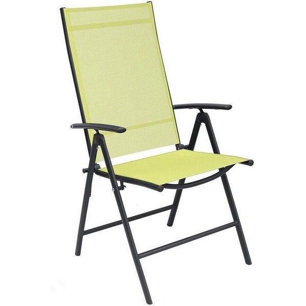Mojawo Armlehnstuhl Klappstuhl Hochlehner Gartenstuhl Textilen Anthrazit Limegrün 7 Pos.