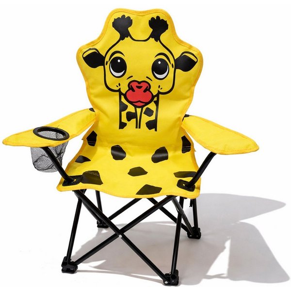Mojawo Klappstuhl Kinder Anglersessel Gelb mit Getränkehalter und Tasche Motiv Giraffe