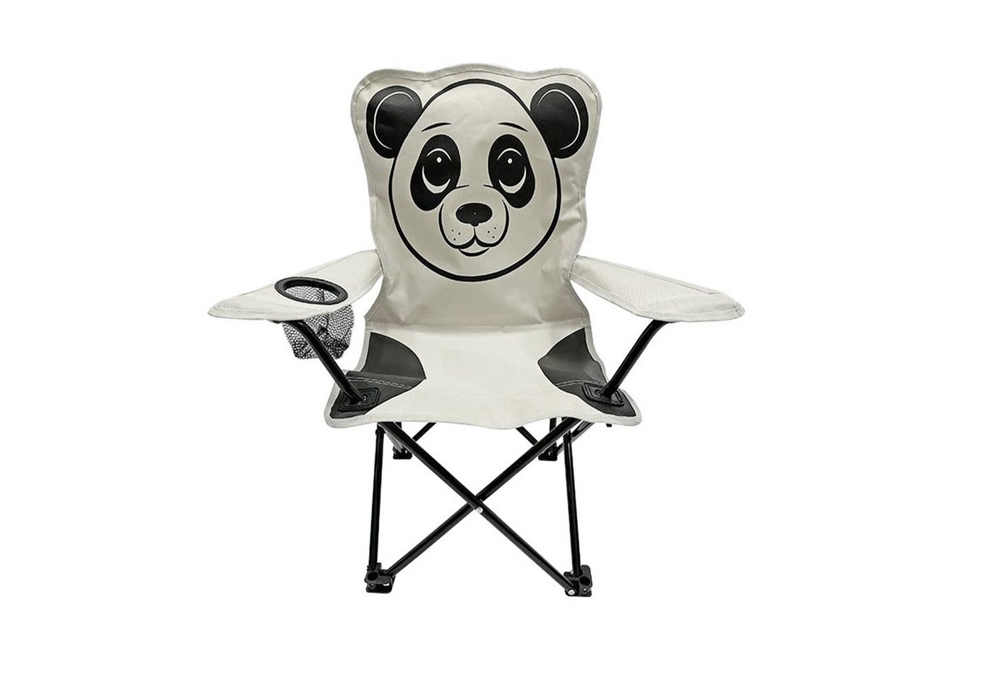 Mojawo Klappstuhl Kinder Anglersessel Hellgrau mit Getränkehalter und Tasche Motiv Panda – Bild 3 von 5