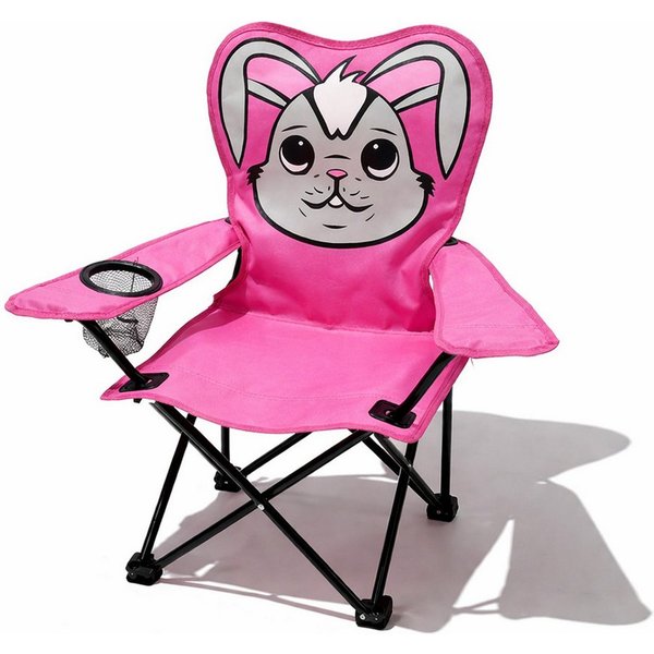 Mojawo Klappstuhl Kinder Anglersessel Pink mit Getränkehalter und Tasche Motiv Hase