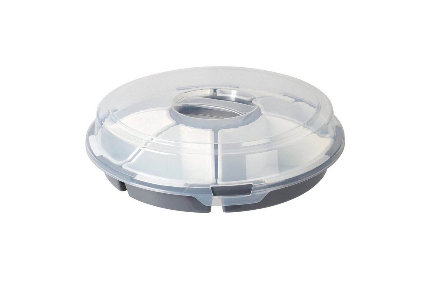 Mojawo Uhrenbox Servierset Servierplatte Snackschale 6 Fächer Deckel Griff Ø33xH9cm – Bild 3 von 4