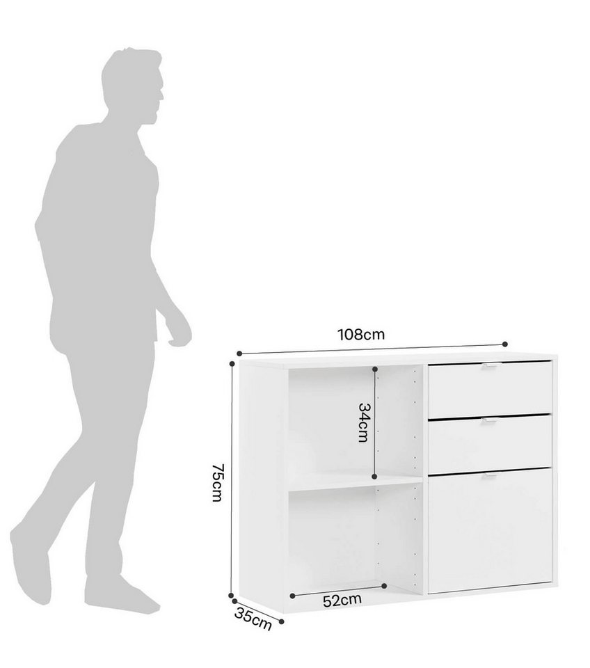 mokebo Aktenregal Der Verstauer, mit 2 offenen Fächern, Made in Germany, Holzregal, Bücherregal oder Würfelregal in Weiß – Bild 4 von 5