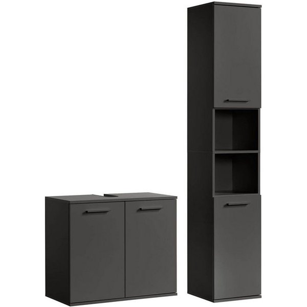 mokebo Badmöbel-Set Der Steuermann Waschbeckenunterschrank Badezimmerschrank Badschrank, (2-teilig), Made in Germany, Bad Set Waschbeckenschrank Hochschrank Ant