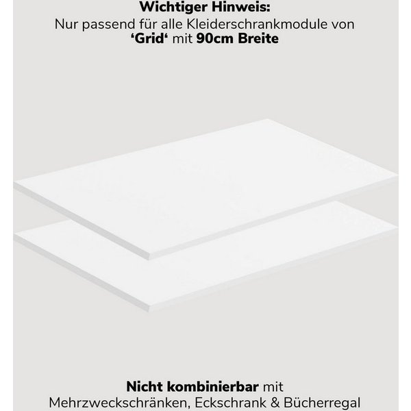 mokebo Einlegeboden Die Ableger (2er-Set), Böden für Kleiderschrank 'Der Grenzenlose' mit 90cm Breite in Weiß