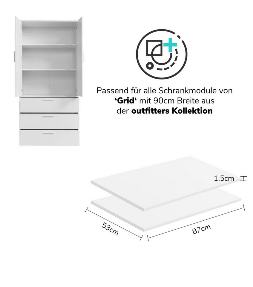 mokebo Einlegeboden Die Ableger (2er-Set), Böden für Kleiderschrank 'Der Grenzenlose' mit 90cm Breite in Weiß – Bild 3 von 5
