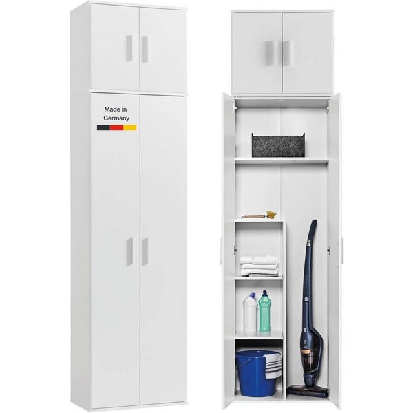mokebo Mehrzweckschrank Der Extralange Made in Germany, Besenschrank, Putzschrank, Flurschrank in Weiß
