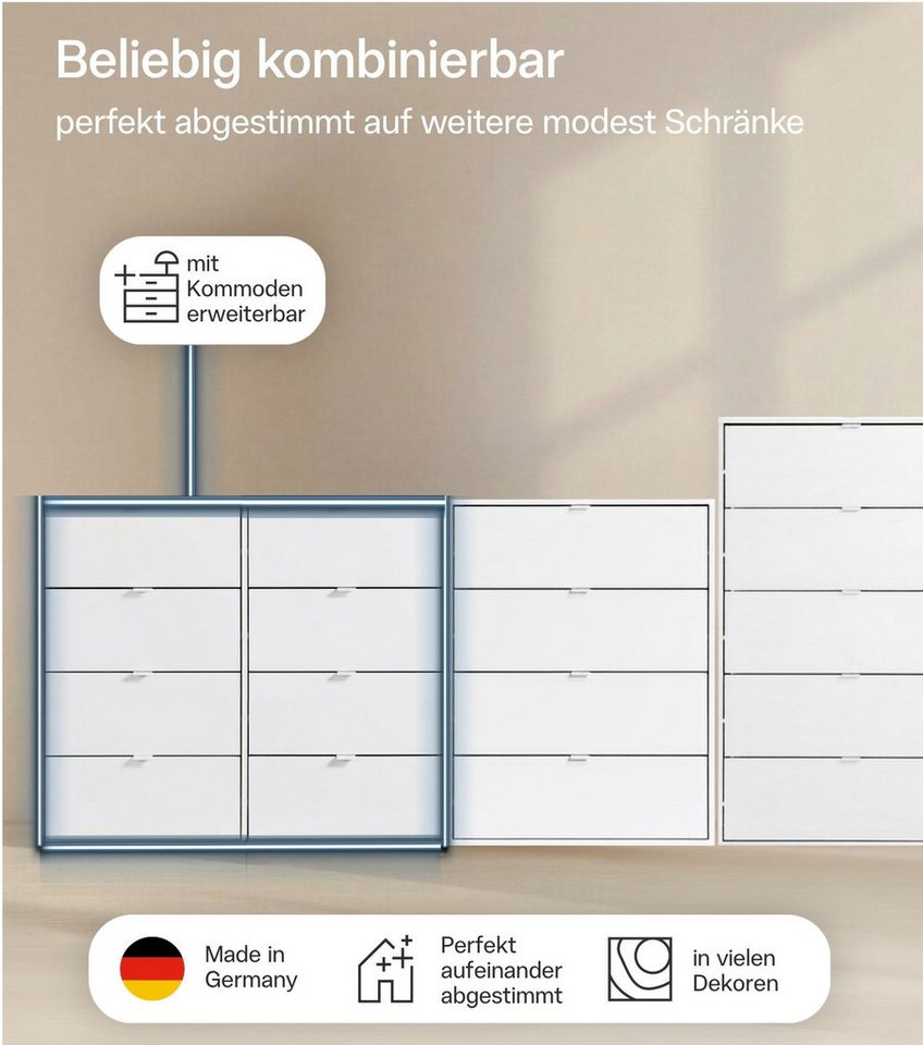 mokebo Sideboard Die Stilvolle, Made in Germany, Nachttisch, Highboard, Anrichte, Sideboard in Weiß – Bild 3 von 5