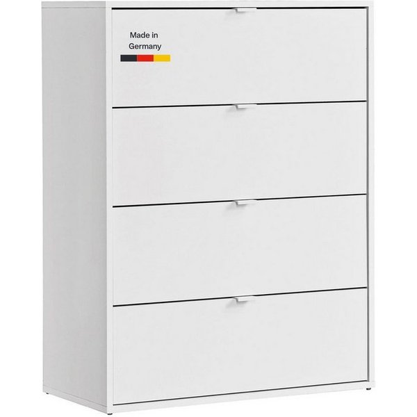 mokebo Sideboard Die Stilvolle (80x95x40cm, mit 4 Schubladen), Made in Germany, Nachttisch, Highboard, Anrichte, Sideboard in Weiß