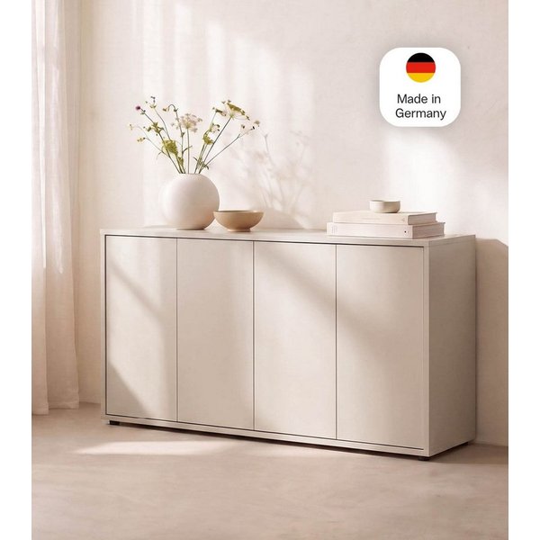 mokebo Sideboard 'Horizon' Holz Kommode Push-to-Open Türen Schrank (73x136 cm, mit Einlegeböden), Made in Germany, Kommode Beige, Beistellschrank, Anrichte in K