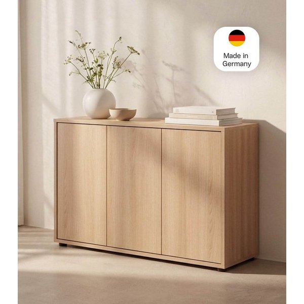 mokebo Sideboard 'Horizon' Holz Kommode Push-to-Open Türen Schrank (73x103 cm, mit Einlegeböden), Made in Germany, Kommode, Beistellschrank, Anrichte in Eiche