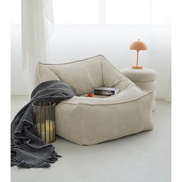mokebo Sitzsack Der Lümmel (aus Cordstoff), Made in Germany, gemütlicher Cordsessel, Armlehnensessel in Beige