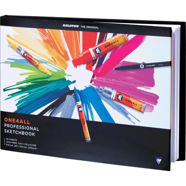 MOLOTOW Zeichenpapier Professional Sketchbook One4All A4 quer 205 g/qm 40 Blatt