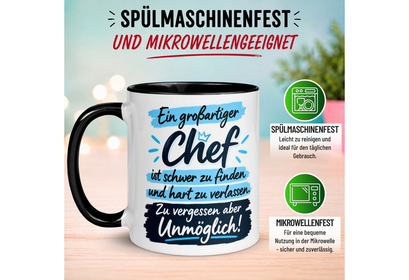 Momentals Tasse Geschenk Bester Chef – „Ein großartiger Chef ist schwer zu finden“, Gratis Versand · Links-&Rechtshänder · Spülmaschinenfest – Bild 5 von 5