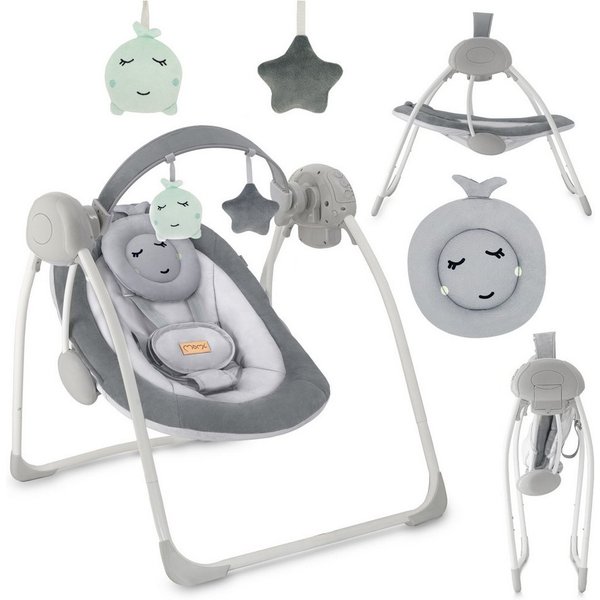 MoMi Babywippe Liss, elektrisch mit 5 Stufen, Timer und 6 Melodien