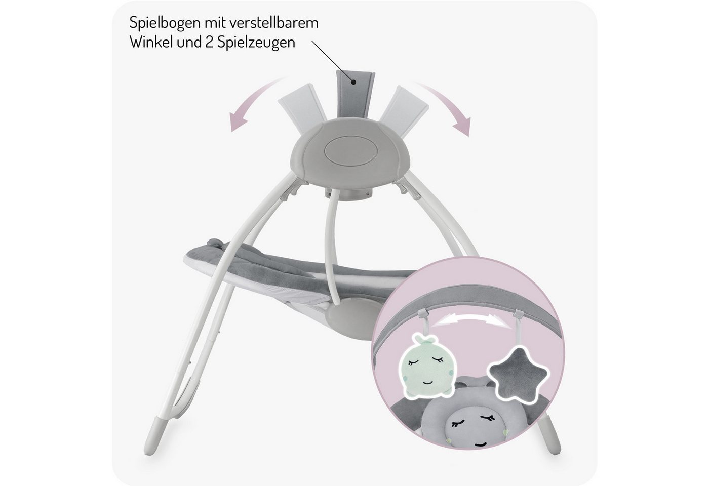 MoMi Babywippe Liss, elektrisch mit 5 Stufen, Timer und 6 Melodien – Bild 5 von 5