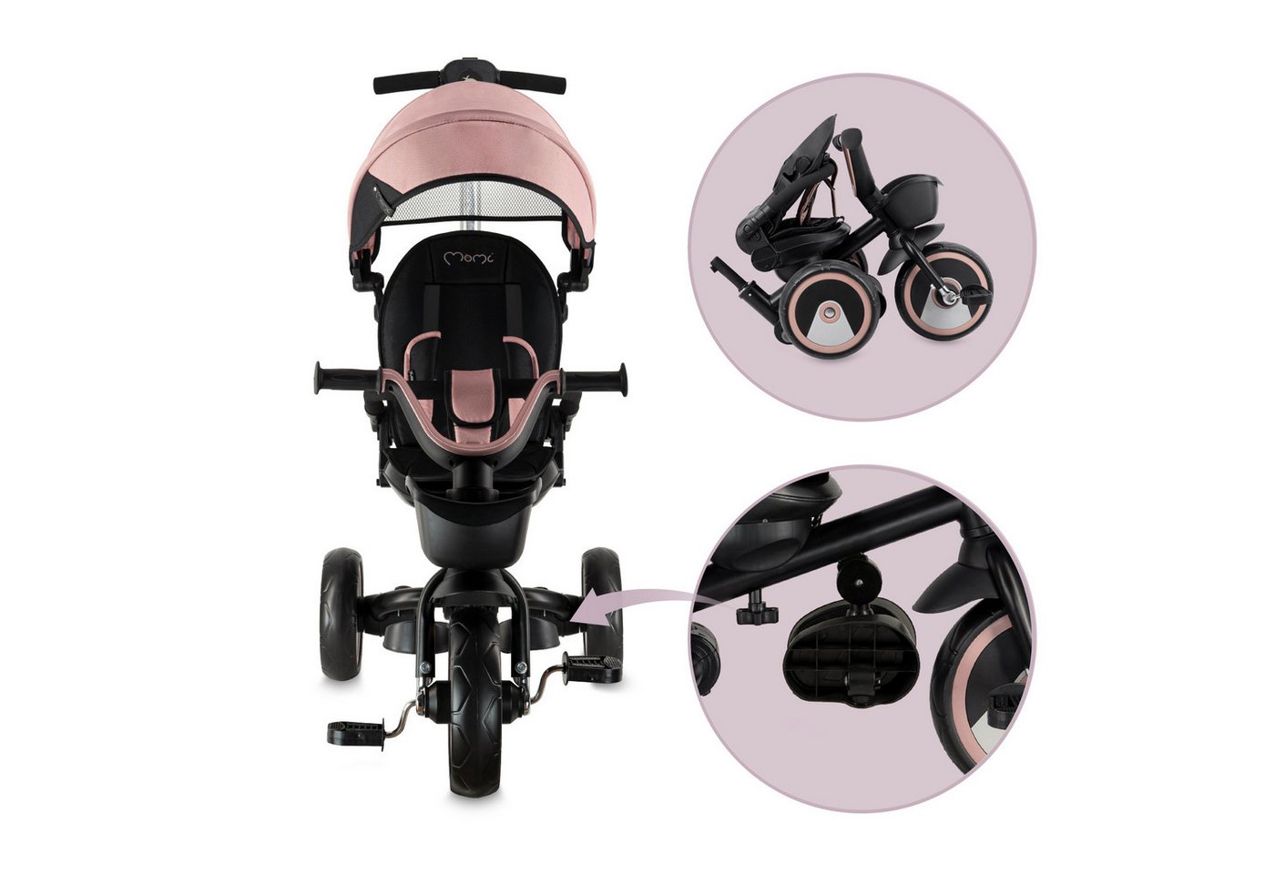 MoMi Dreirad-Kinderwagen Ivi, 360° drehbarer Sitz & höhenverstellbare Schiebestange – Bild 5 von 5