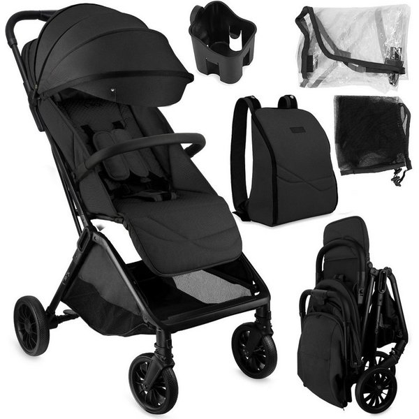 MoMi Kinder-Buggy Andrea, Automatik-Faltsystem & Zubehörpaket inkl. Regenschutz