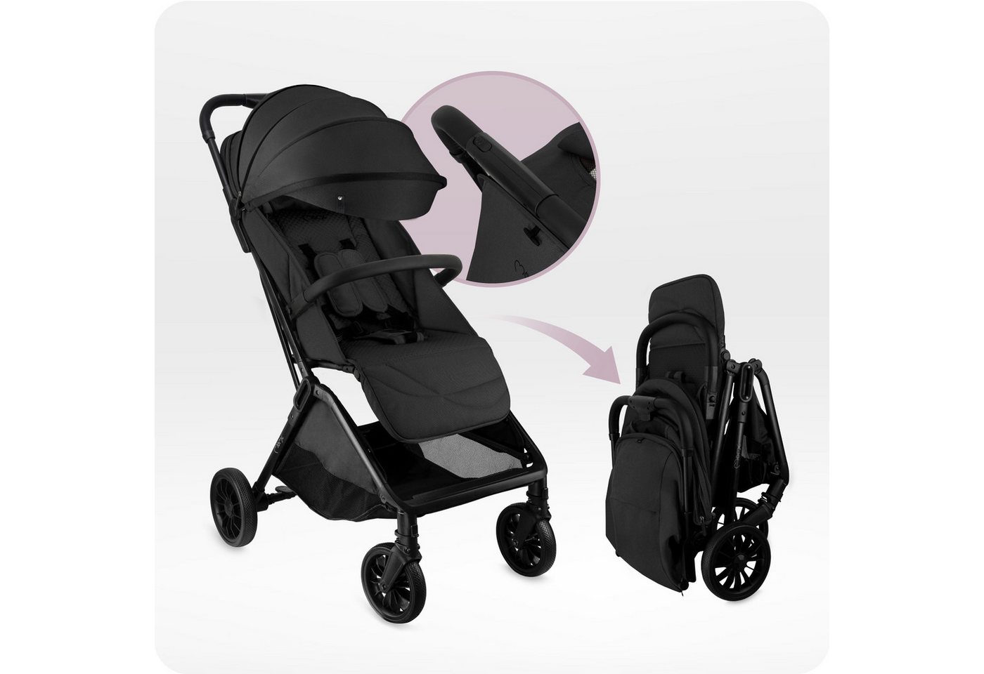 MoMi Kinder-Buggy Andrea, Automatik-Faltsystem & Zubehörpaket inkl. Regenschutz – Bild 3 von 5
