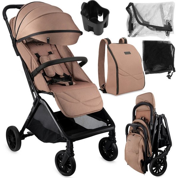 MoMi Kinder-Buggy Andrea, Automatik-Faltsystem & Zubehörpaket inkl. Regenschutz