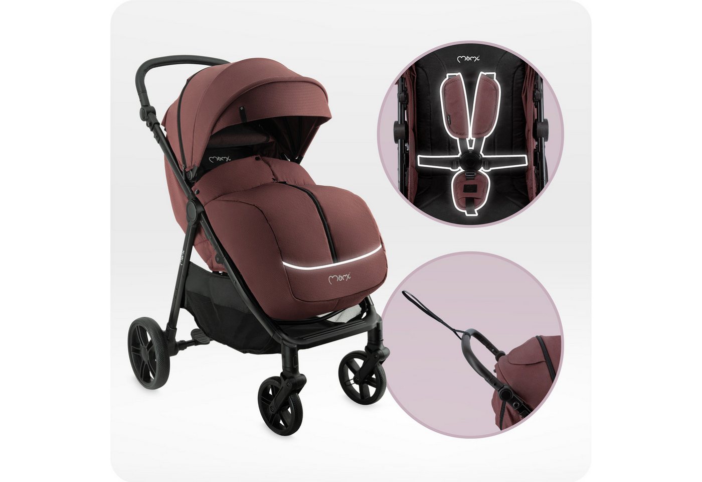 MoMi Kinder-Buggy Clara, Ab Geburt, mit Zubehör-Set & höhenverstellbarem Schieber – Bild 4 von 5