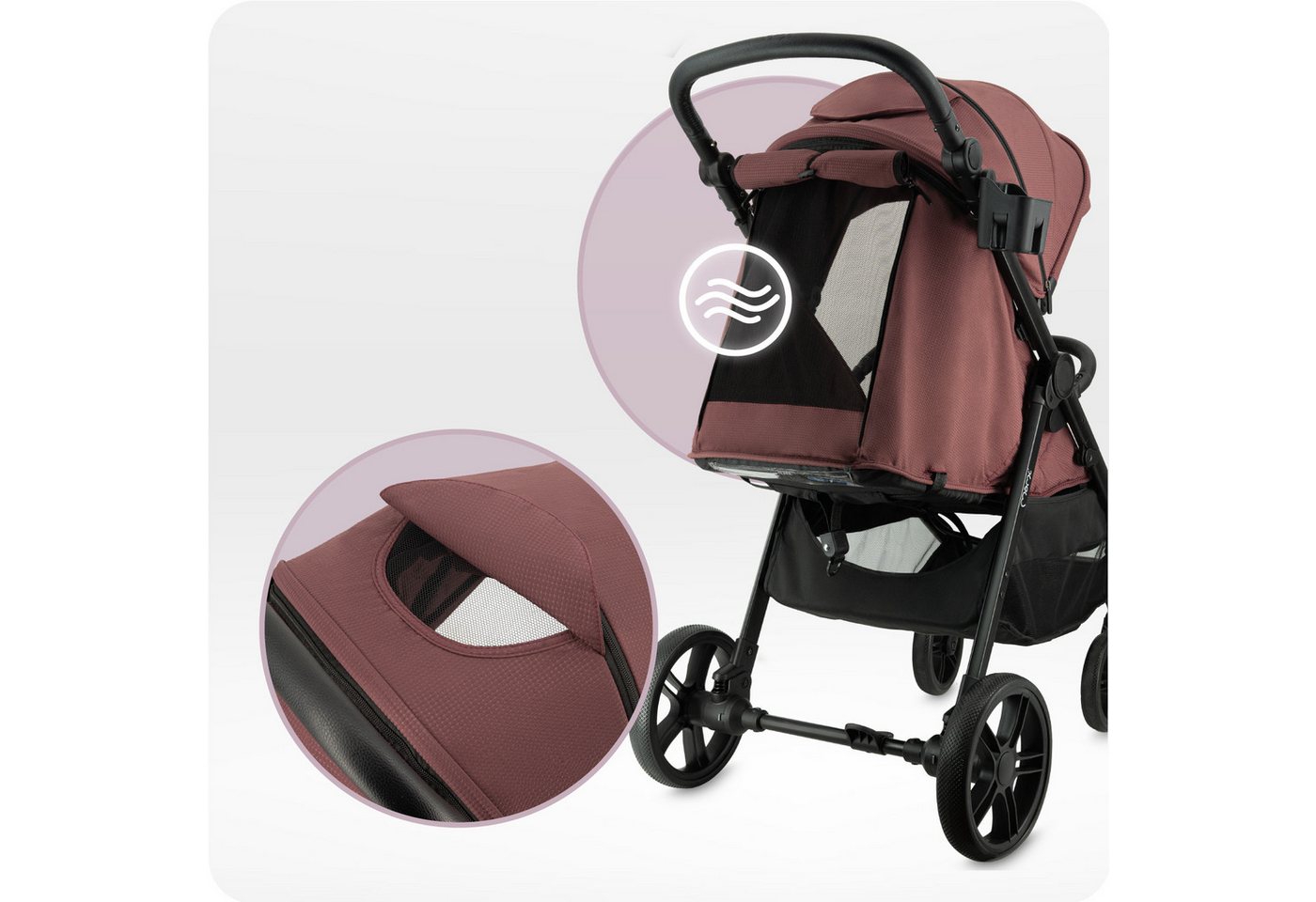 MoMi Kinder-Buggy Clara, Ab Geburt, mit Zubehör-Set & höhenverstellbarem Schieber – Bild 5 von 5