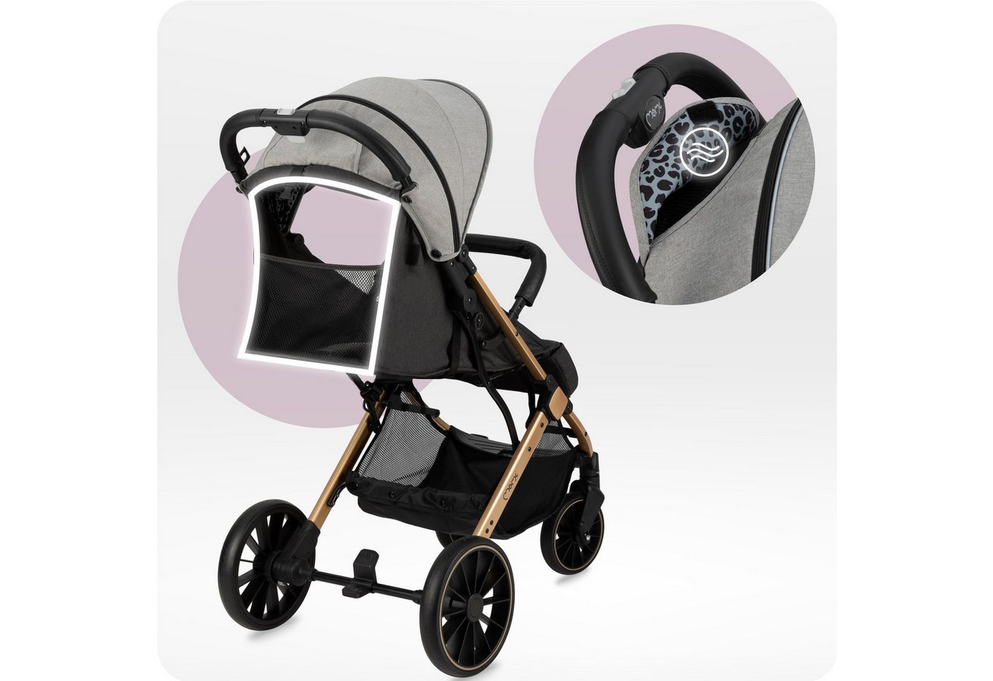 MoMi Kinder-Buggy Estelle Dakar, Einhand-Faltsystem mit Trolley-Funktion & 4-Rad-Federung – Bild 5 von 5